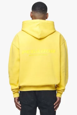 Pegador Hoodies|Colne Logo Oversized Hoodie Vintage Washed Solar Yellow Gum