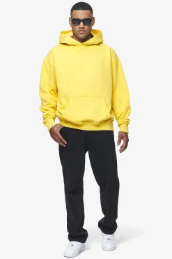 Pegador Hoodies|Colne Logo Oversized Hoodie Vintage Washed Solar Yellow Gum