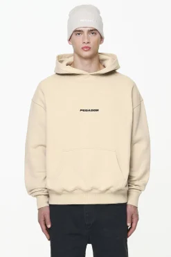Pegador Hoodies|Colne Logo Oversized Hoodie Vintage Washed Kingdom Beige Gum