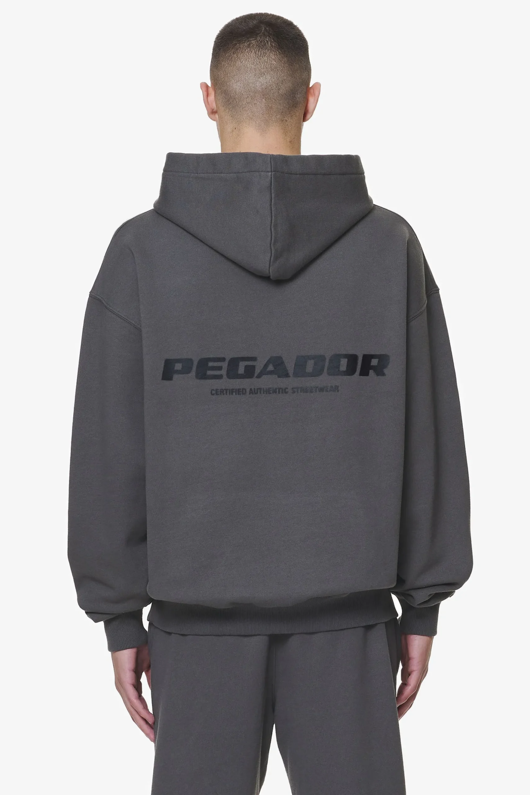 Pegador Hoodies|Colne Logo Oversized Hoodie Washed Volcano Grey