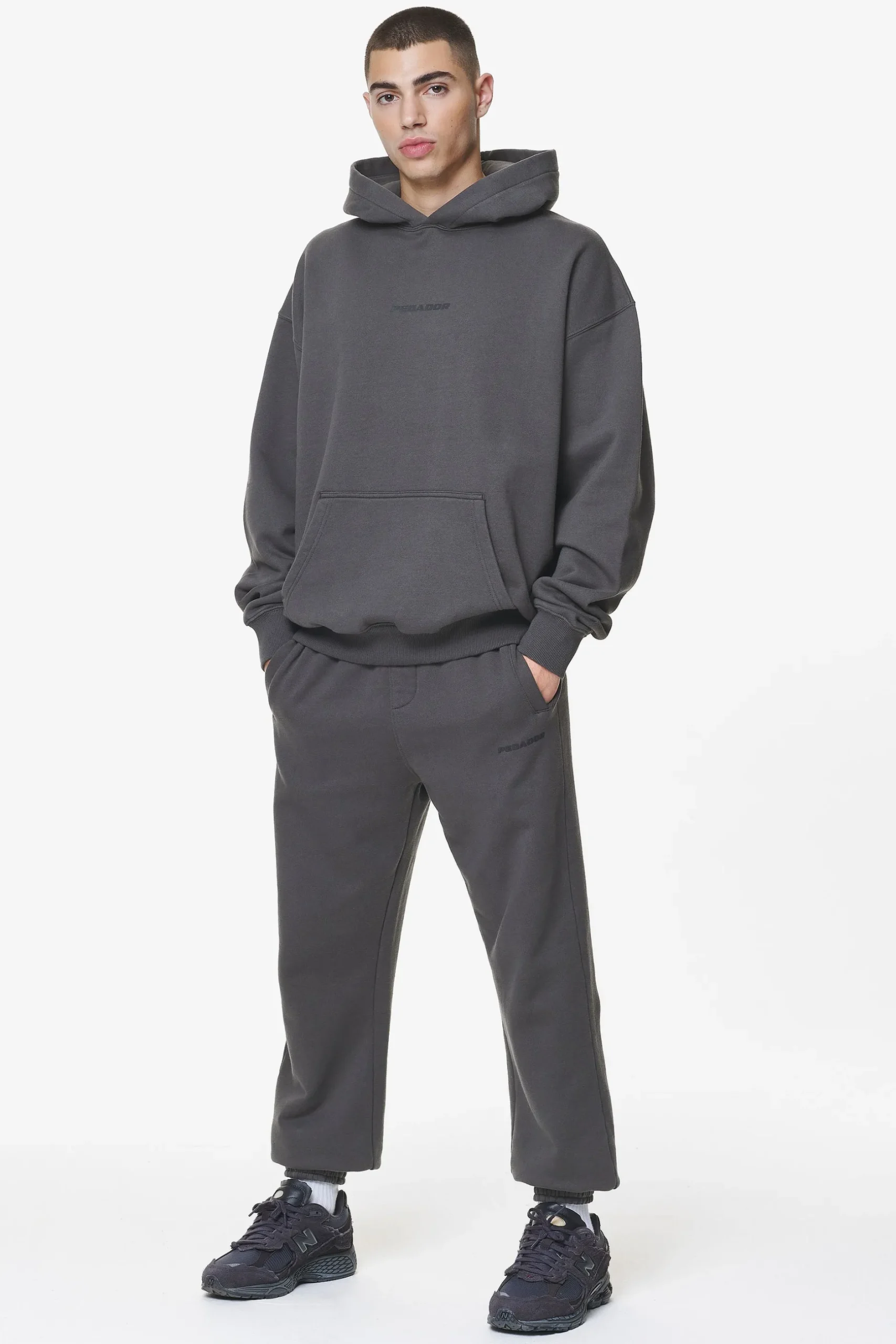 Pegador Hoodies|Colne Logo Oversized Hoodie Washed Volcano Grey