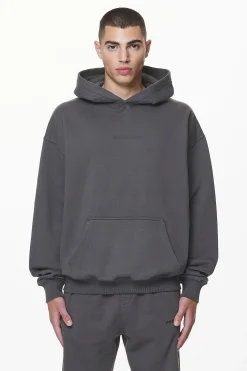 Pegador Hoodies|Colne Logo Oversized Hoodie Washed Volcano Grey