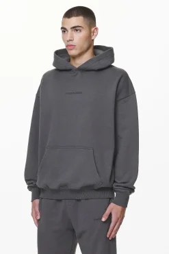 Pegador Hoodies|Colne Logo Oversized Hoodie Washed Volcano Grey