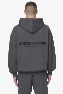 Pegador Hoodies|Colne Logo Oversized Hoodie Washed Volcano Grey