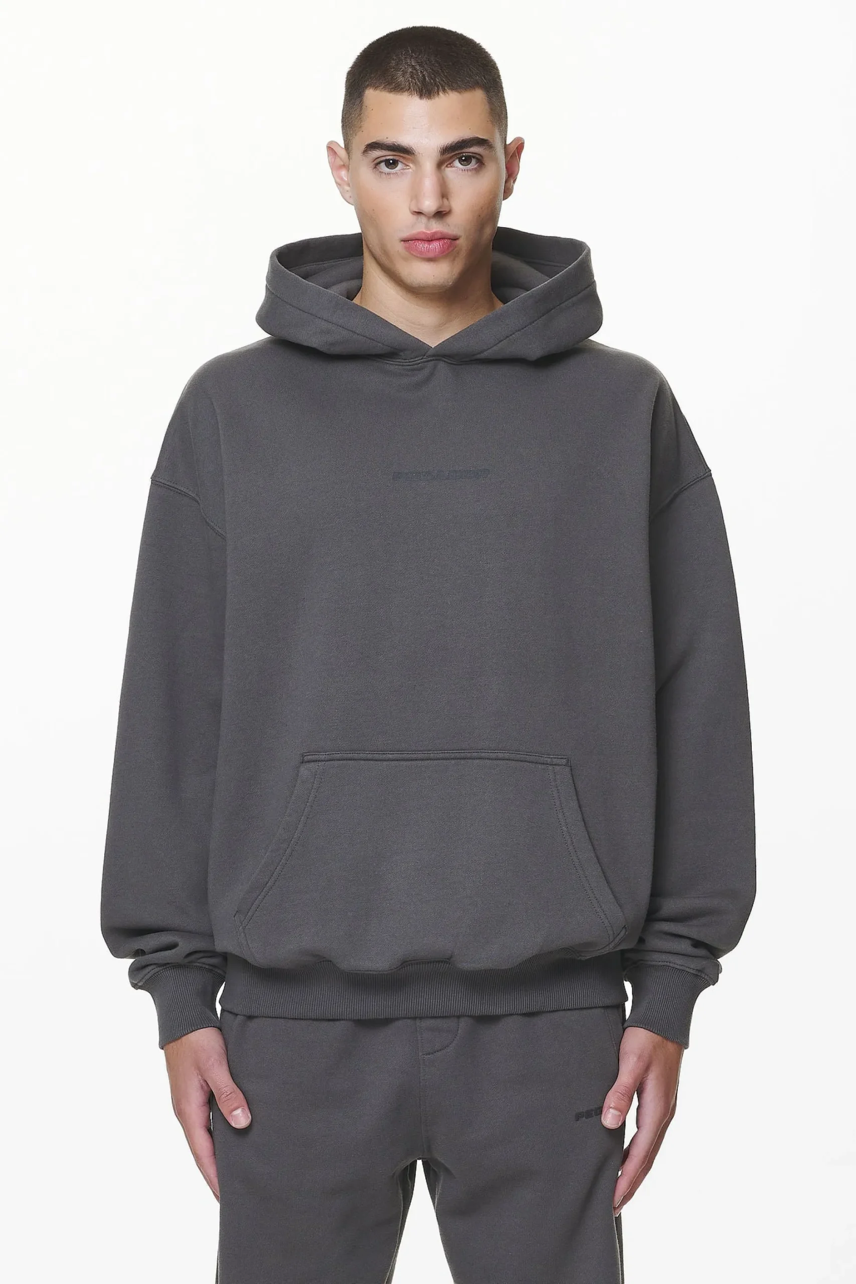 Pegador Hoodies|Colne Logo Oversized Hoodie Washed Volcano Grey