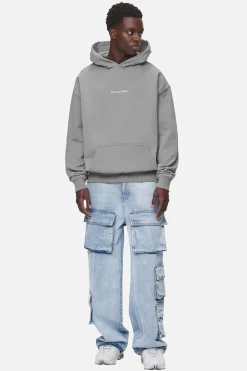 Pegador Hoodies|Colne Logo Oversized Hoodie Washed Cool Grey Desert Sand