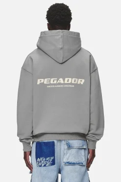 Pegador Hoodies|Colne Logo Oversized Hoodie Washed Cool Grey Desert Sand
