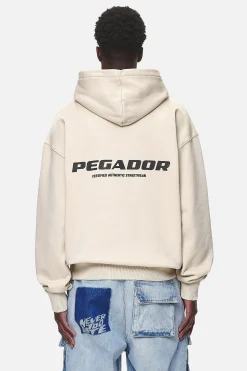 Pegador Hoodies|Colne Logo Oversized Hoodie Washed Desert Sand