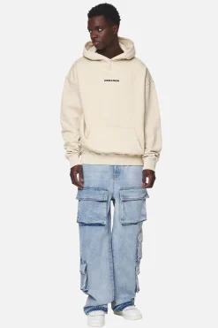 Pegador Hoodies|Colne Logo Oversized Hoodie Washed Desert Sand