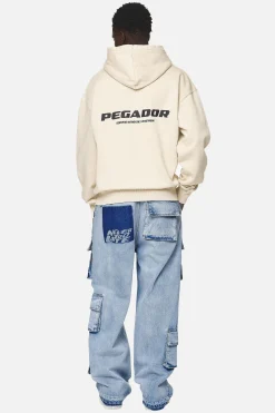 Pegador Hoodies|Colne Logo Oversized Hoodie Washed Desert Sand