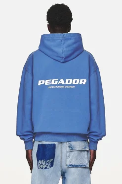 Pegador Hoodies|Colne Logo Oversized Hoodie Washed Retro Blue
