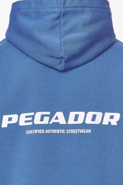 Pegador Hoodies|Colne Logo Oversized Hoodie Washed Retro Blue