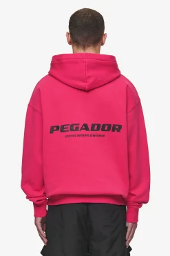Pegador Hoodies|Colne Logo Oversized Hoodie Washed Virtual Pink Black