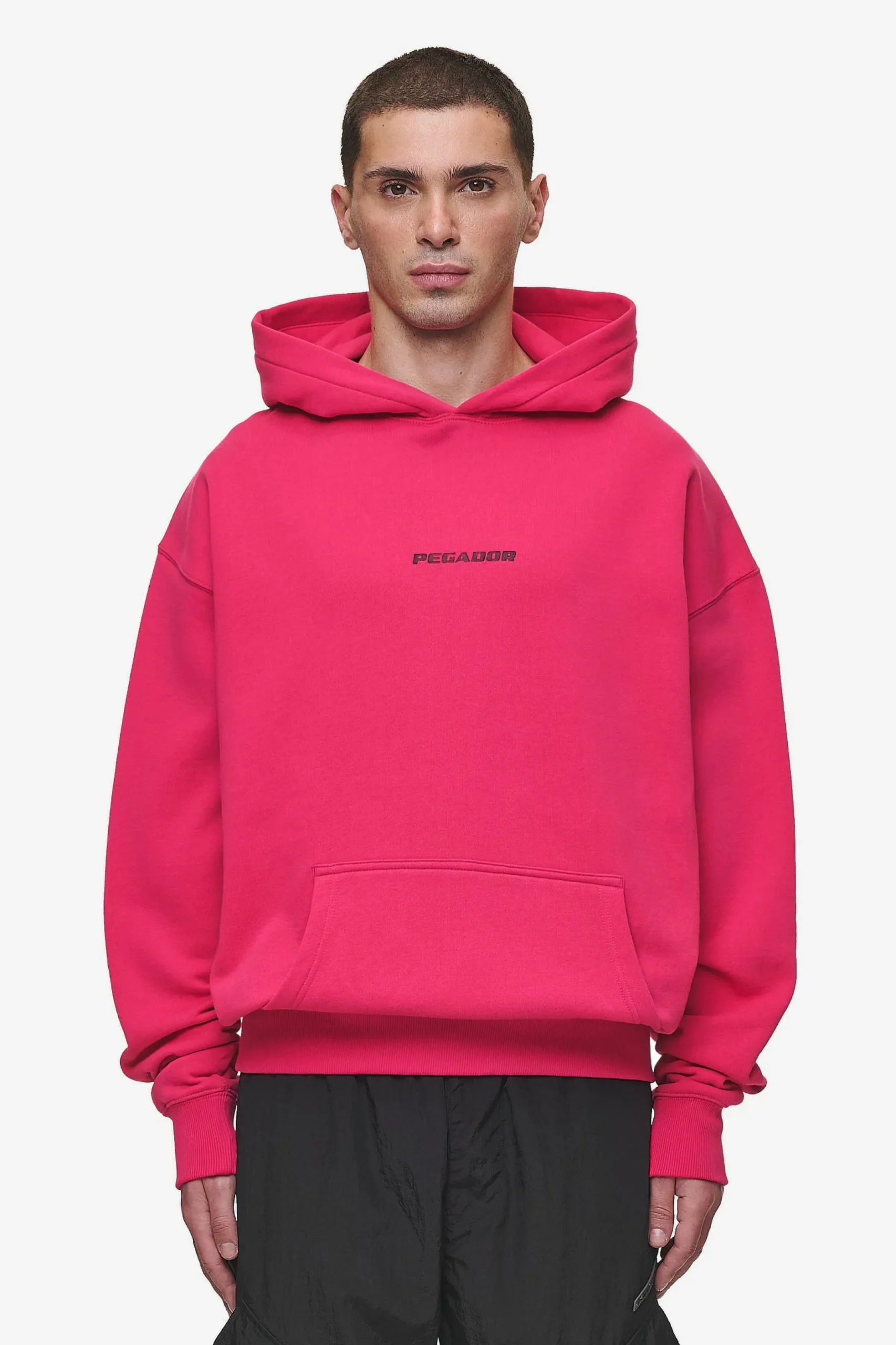 Pegador Hoodies|Colne Logo Oversized Hoodie Washed Virtual Pink Black