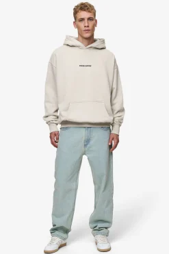 Pegador Hoodies|Colne Logo Oversized Hoodie Washed Light Beige Anthracite