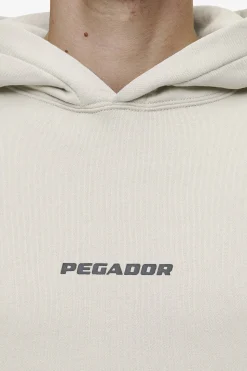 Pegador Hoodies|Colne Logo Oversized Hoodie Washed Light Beige Anthracite
