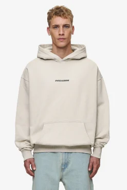 Pegador Hoodies|Colne Logo Oversized Hoodie Washed Light Beige Anthracite