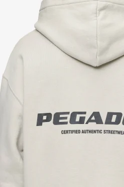 Pegador Hoodies|Colne Logo Oversized Hoodie Washed Light Beige Anthracite