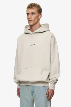 Pegador Hoodies|Colne Logo Oversized Hoodie Washed Light Beige Anthracite