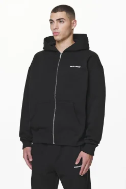 Pegador Hoodies|Zip Hoodies|Colne Logo Oversized Sweat Jacket Black
