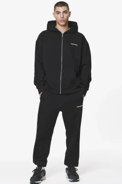 Pegador Hoodies|Zip Hoodies|Colne Logo Oversized Sweat Jacket Black
