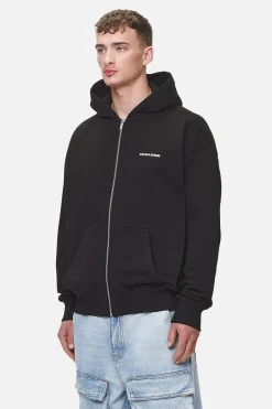 Pegador Hoodies|Zip Hoodies|Colne Logo Oversized Sweat Jacket Washed Black
