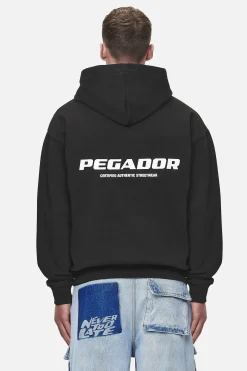 Pegador Hoodies|Zip Hoodies|Colne Logo Oversized Sweat Jacket Washed Black