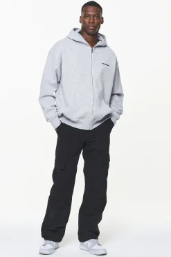Pegador Hoodies|Zip Hoodies|Colne Logo Oversized Sweat Jacket Grey Melange