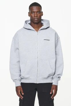 Pegador Hoodies|Zip Hoodies|Colne Logo Oversized Sweat Jacket Grey Melange
