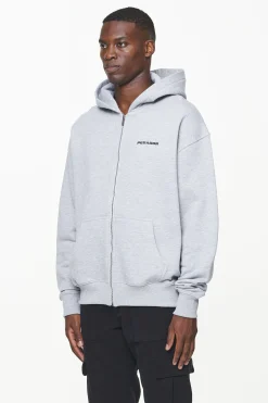 Pegador Hoodies|Zip Hoodies|Colne Logo Oversized Sweat Jacket Grey Melange
