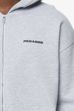 Pegador Hoodies|Zip Hoodies|Colne Logo Oversized Sweat Jacket Grey Melange