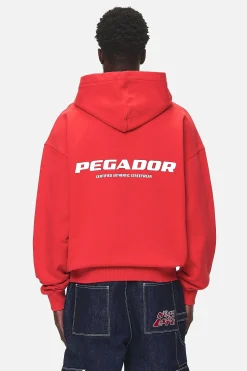 Pegador Hoodies|Zip Hoodies|Colne Logo Oversized Sweat Jacket Washed Red