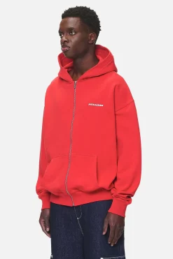 Pegador Hoodies|Zip Hoodies|Colne Logo Oversized Sweat Jacket Washed Red
