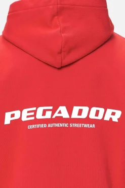 Pegador Hoodies|Zip Hoodies|Colne Logo Oversized Sweat Jacket Washed Red