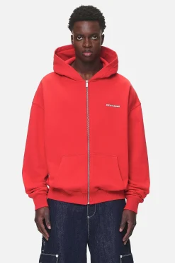 Pegador Hoodies|Zip Hoodies|Colne Logo Oversized Sweat Jacket Washed Red