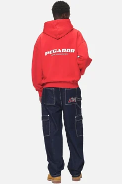 Pegador Hoodies|Zip Hoodies|Colne Logo Oversized Sweat Jacket Washed Red