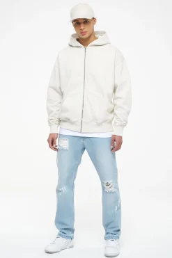 Pegador Hoodies|Zip Hoodies|Colne Logo Oversized Sweat Jacket Vintage Washed Angels Cream Gum