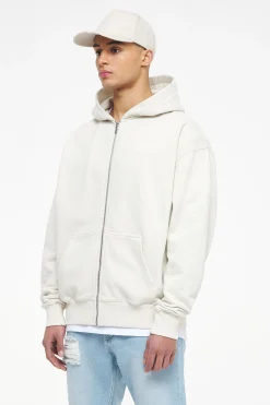 Pegador Hoodies|Zip Hoodies|Colne Logo Oversized Sweat Jacket Vintage Washed Angels Cream Gum