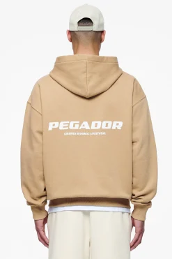 Pegador Hoodies|Zip Hoodies|Colne Logo Oversized Sweat Jacket Vintage Washed Espresso