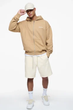 Pegador Hoodies|Zip Hoodies|Colne Logo Oversized Sweat Jacket Vintage Washed Espresso