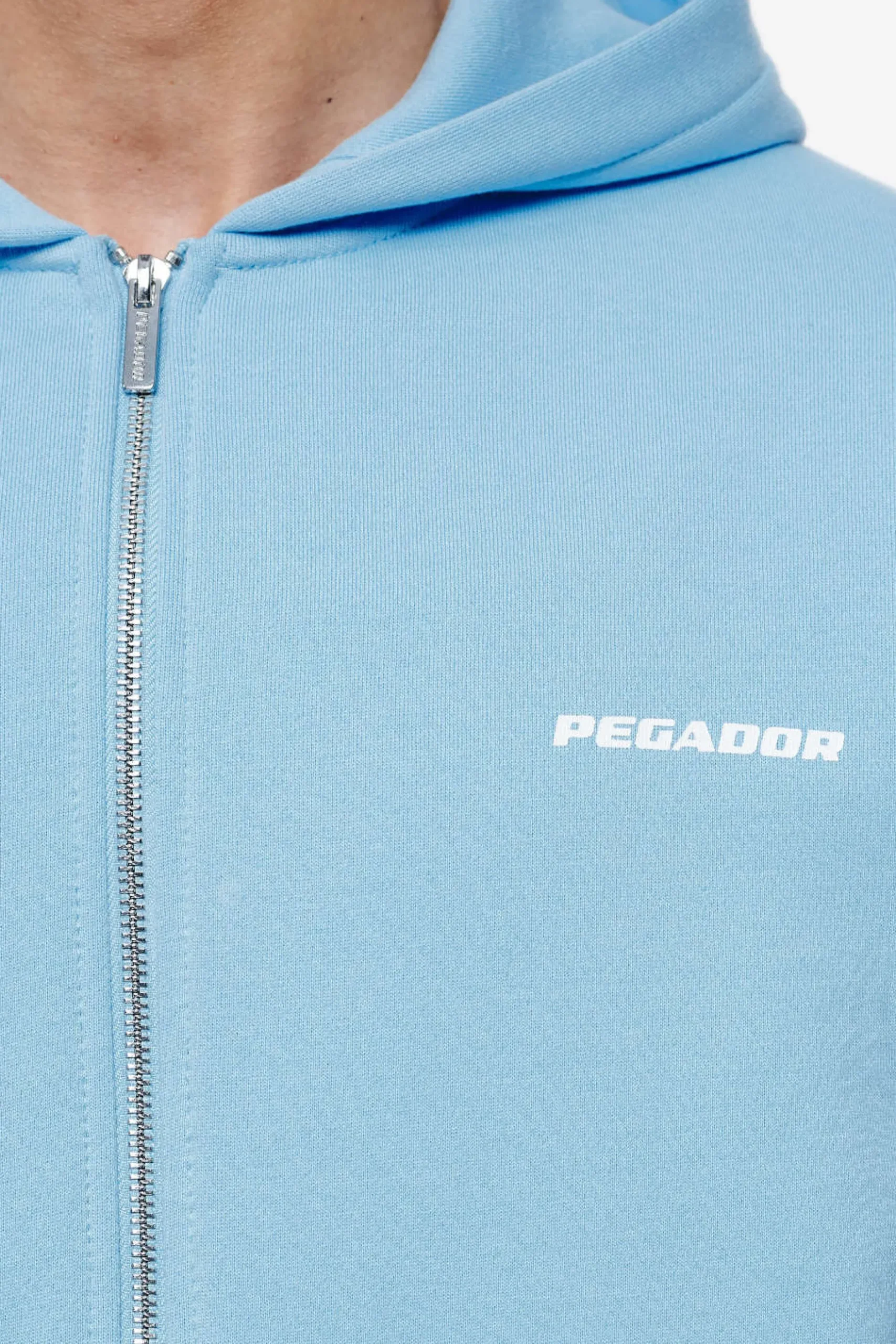 Pegador Hoodies|Zip Hoodies|Colne Logo Oversized Sweat Jacket Vintage Washed Riviera Blue