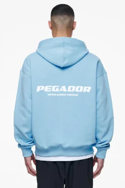 Pegador Hoodies|Zip Hoodies|Colne Logo Oversized Sweat Jacket Vintage Washed Riviera Blue