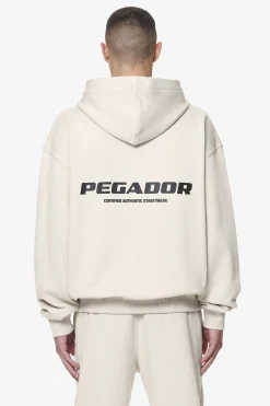 Pegador Hoodies|Zip Hoodies|Colne Logo Oversized Sweat Jacket Washed Dust Cream