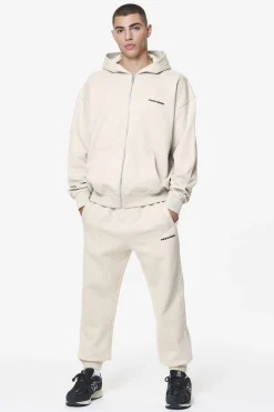 Pegador Hoodies|Zip Hoodies|Colne Logo Oversized Sweat Jacket Washed Dust Cream