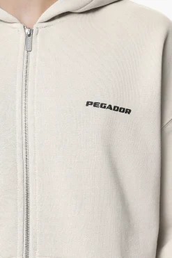 Pegador Hoodies|Zip Hoodies|Colne Logo Oversized Sweat Jacket Washed Dust Cream