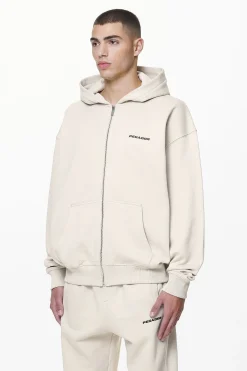 Pegador Hoodies|Zip Hoodies|Colne Logo Oversized Sweat Jacket Washed Dust Cream