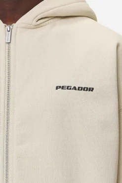 Pegador Hoodies|Zip Hoodies|Colne Logo Oversized Sweat Jacket Washed Desert Sand