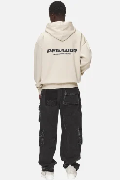 Pegador Hoodies|Zip Hoodies|Colne Logo Oversized Sweat Jacket Washed Desert Sand