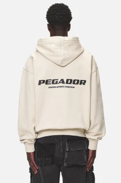 Pegador Hoodies|Zip Hoodies|Colne Logo Oversized Sweat Jacket Washed Desert Sand