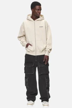Pegador Hoodies|Zip Hoodies|Colne Logo Oversized Sweat Jacket Washed Desert Sand